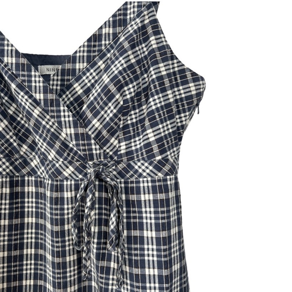 Nine West Blue Plaid Cotton Summer Dress Size 16 - Picture 4 of 15